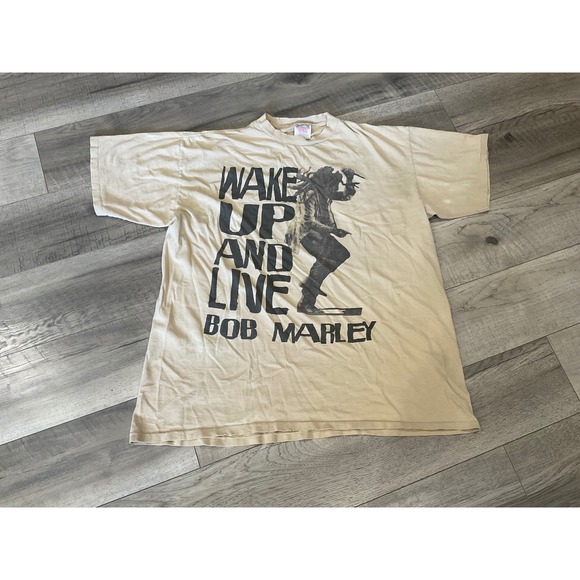 Oneita Other - Vintage Bob Marley Wake Up and Live 1995 T-Shirt Oneita Power-T Single Stitch XL